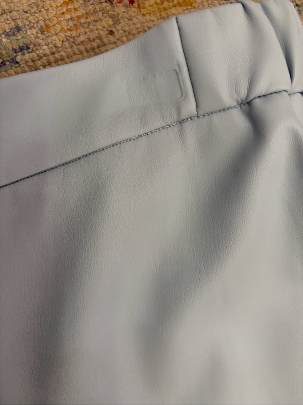 Maeve Anthropologie Pale Blue Vegan Leather Cropped Wide-Leg Pants - Picture 7 of 7